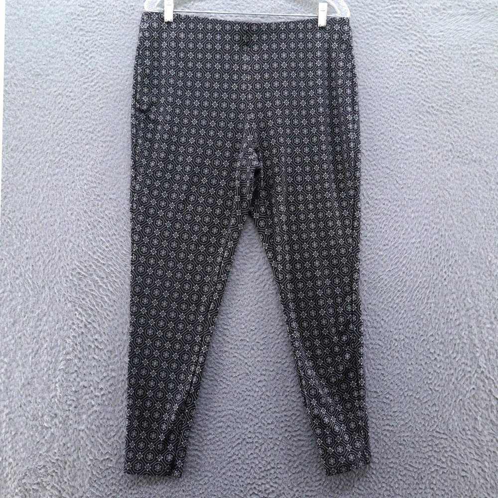 Chicos Womens Black White Geometric Tile Print Leggings Pants Size 2 US 12 Slim